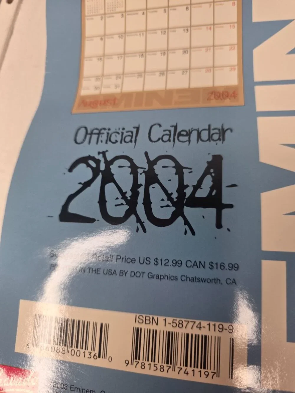 Vintage Eminem Official 2004 Calendar